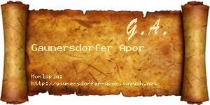 Gaunersdorfer Apor névjegykártya